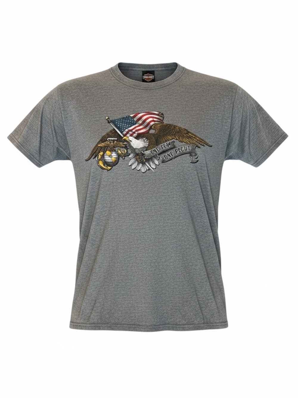 Harley-Davidson Gray Eagle & American Flag Short Sleeve Tee
